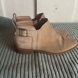 UGG Beige Suede Buckle Boots